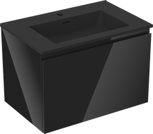 Mexen Orio meuble de salle de bain 70 cm avec lavabo Otis, 1 tiroir, noir brillant/noir mat - 91A10-07047-1-BF70-W18M71