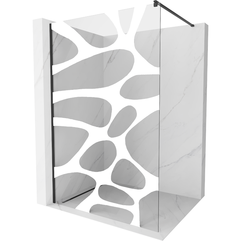 Mexen Kioto paroi de douche Walk-in 100 x 200 cm, vague blanche 8 mm, noire - 800-100-101-70-97