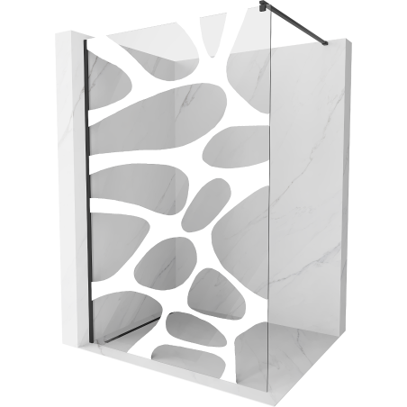 Mexen Kioto paroi de douche Walk-in 120 x 200 cm, vague blanche 8 mm, noire - 800-120-101-70-97