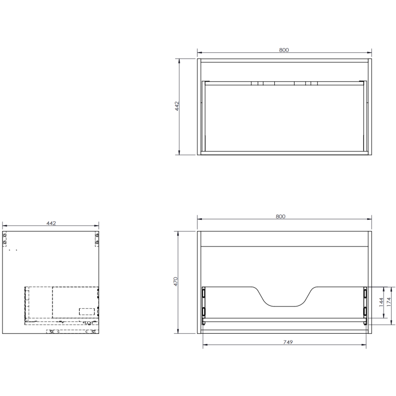 Mexen Orio meuble de salle de bains 80 cm avec lavabo Otis, 1 tiroir, gris mat/blanc mat - 91A10-08047-1-BF62-W18M01