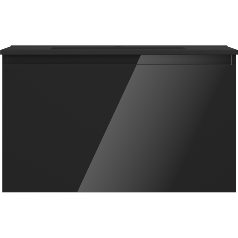Mexen Orio meuble de salle de bain 80 cm avec lavabo Otis, 1 tiroir, noir brillant/noir mat - 91A10-08047-1-BF70-W18M71