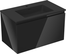 Mexen Orio meuble de salle de bain 80 cm avec lavabo Otis, 1 tiroir, noir brillant/noir mat - 91A10-08047-1-BF70-W18M71