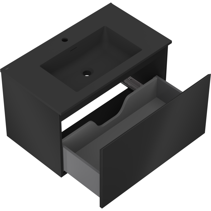 Mexen Orio armoire de salle de bain 80 cm avec lavabo Otis, 1 tiroir, noir mat - 91A10-08047-1-BF71-W18M71