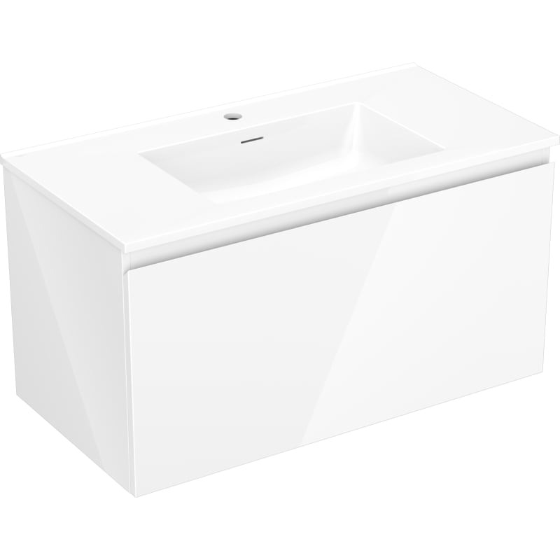 Mexen Orio meuble de salle de bains 90 cm avec lavabo Otis, 1 tiroir, blanc brillant - 91A10-09047-1-BF00-W18M00