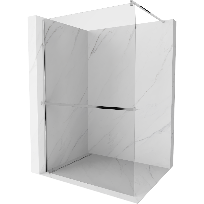 Paroi de douche Mexen Kioto+ avec étagère Walk-in 120 x 200 cm, transparent, chrome - 800-120-121-01-00