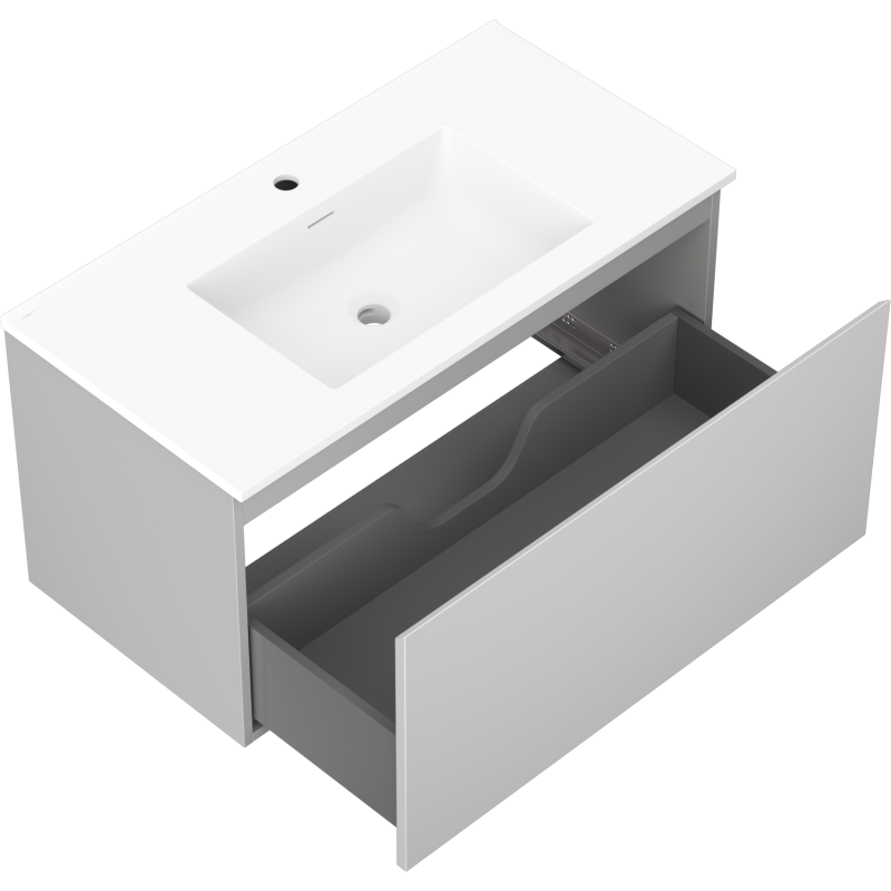 Mexen Orio armoire de salle de bains 90 cm avec lavabo Otis, 1 tiroir, gris mat/blanc mat - 91A10-09047-1-BF62-W18M01