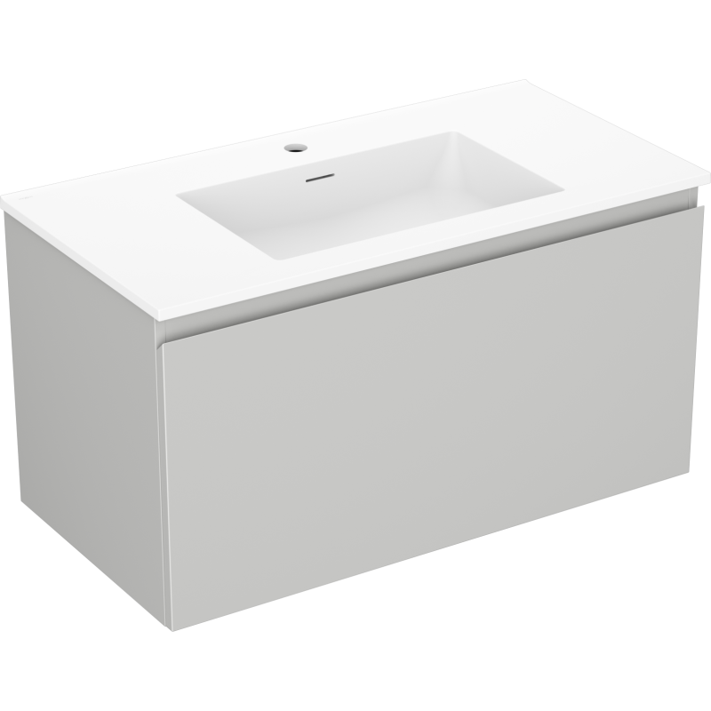 Mexen Orio armoire de salle de bains 90 cm avec lavabo Otis, 1 tiroir, gris mat/blanc mat - 91A10-09047-1-BF62-W18M01