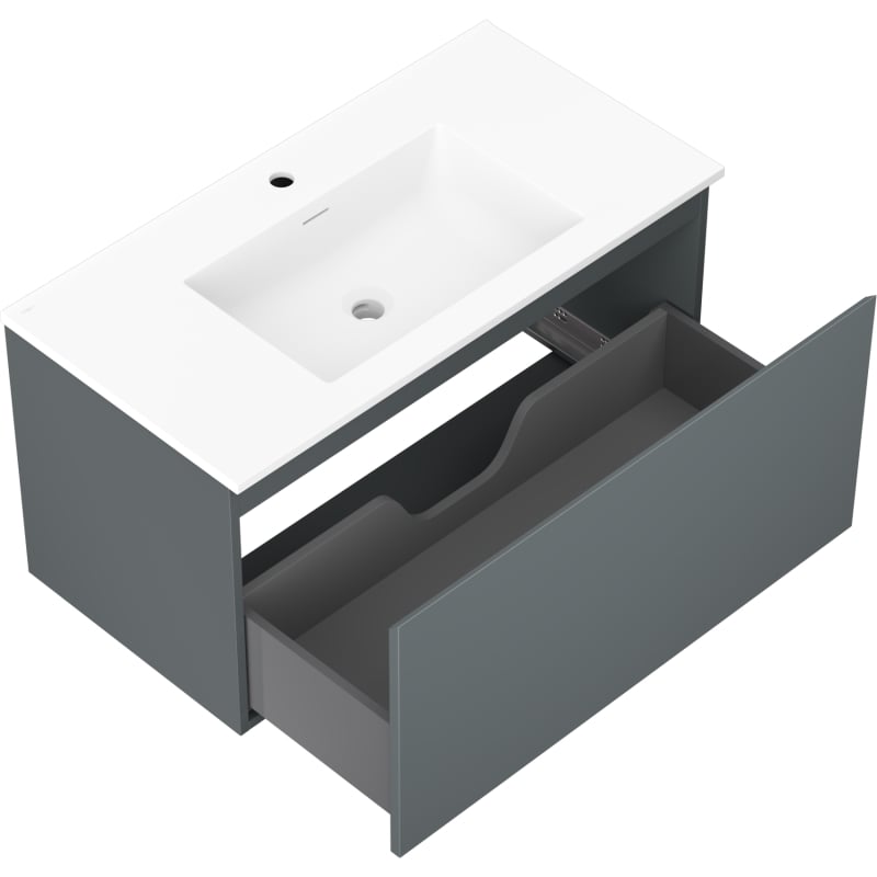 Mexen Orio meuble de salle de bain 90 cm avec lavabo Otis, 1 tiroir, graphite mat/blanc mat - 91A10-09047-1-BF66-W18M01