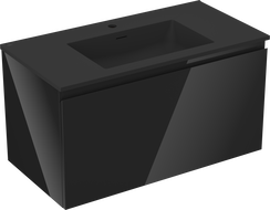 Mexen Orio armoire de salle de bain 90 cm avec lavabo Otis, 1 tiroir, noir brillant/noir mat - 91A10-09047-1-BF70-W18M71
