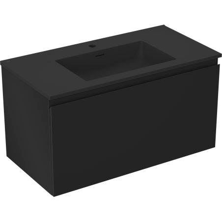 Mexen Orio meuble de salle de bains 90 cm avec lavabo Otis, 1 tiroir, noir mat - 91A10-09047-1-BF71-W18M71