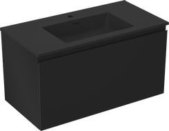 Mexen Orio armoire de salle de bain 90 cm avec lavabo Otis, 1 tiroir, noir mat - 91A10-09047-1-BF71-W18M71