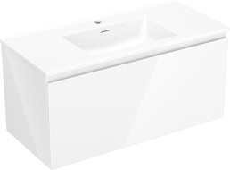 Mexen Orio meuble de salle de bain 100 cm avec lavabo Otis, 1 tiroir, blanc brillant - 91A10-10047-1-BF00-W18M00