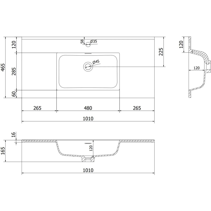Mexen Orio meuble de salle de bain 100 cm avec lavabo Otis, 1 tiroir, blanc brillant - 91A10-10047-1-BF00-W18M00