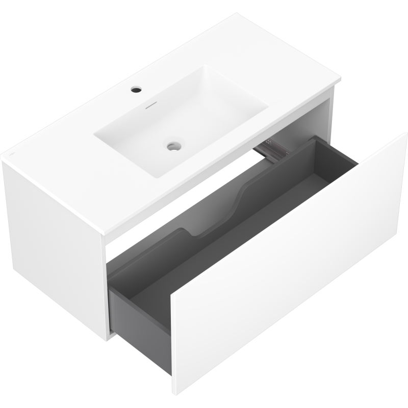 Mexen Orio armoire de salle de bain 100 cm avec lavabo Otis, 1 tiroir, blanc mat - 91A10-10047-1-BF01-W18M01