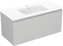 Mexen Orio meuble de salle de bain 100 cm avec lavabo Otis, 1 tiroir, gris mat/blanc mat - 91A10-10047-1-BF62-W18M01