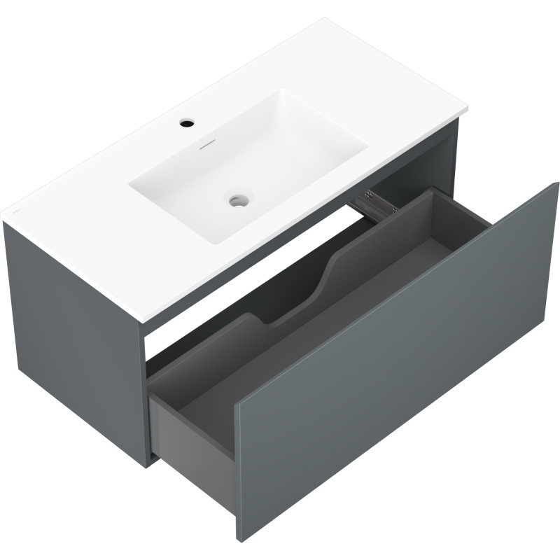 Mexen Orio armoire de salle de bain 100 cm avec lavabo Otis, 1 tiroir, graphite mat/blanc mat - 91A10-10047-1-BF66-W18M01