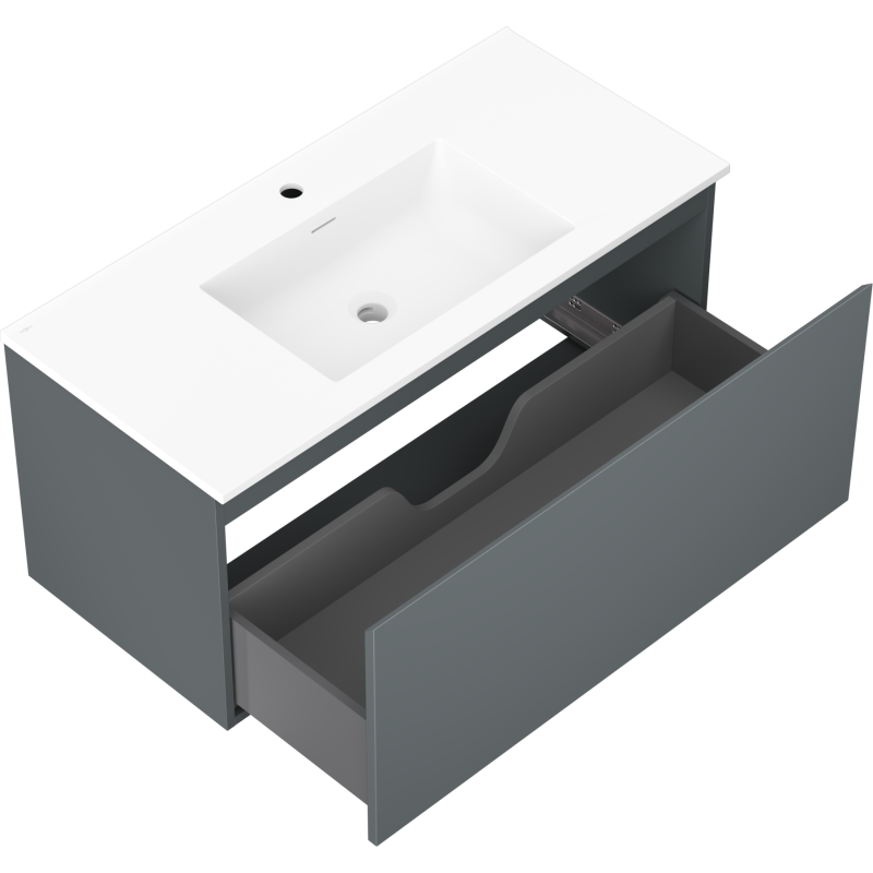 Mexen Orio meuble de salle de bain 100 cm avec lavabo Otis, 1 tiroir, graphite mat/blanc mat - 91A10-10047-1-BF66-W18M01
