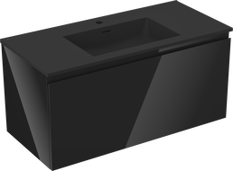 Mexen Orio armoire de salle de bain 100 cm avec lavabo Otis, 1 tiroir, noir brillant/noir mat - 91A10-10047-1-BF70-W18M71