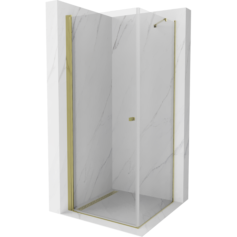 Mexen Pretoria cabine de douche pivotante 70 x 70 cm, transparente, dorée - 852-070-070-50-00