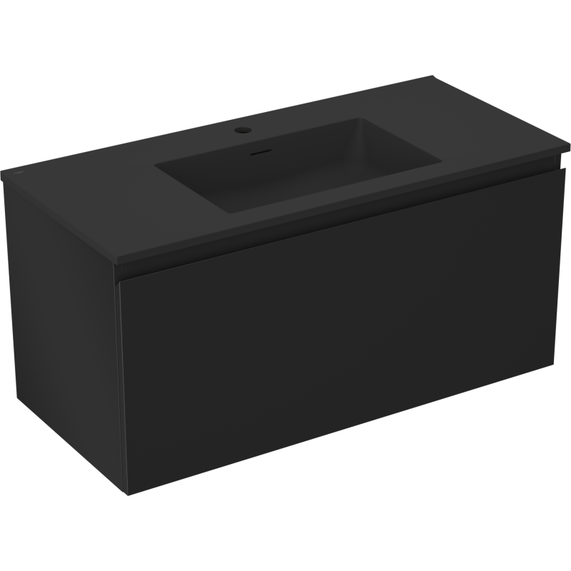 Mexen Orio meuble de salle de bain 100 cm avec lavabo Otis, 1 tiroir, noir mat - 91A10-10047-1-BF71-W18M71