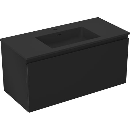 Mexen Orio meuble de salle de bain 100 cm avec lavabo Otis, 1 tiroir, noir mat - 91A10-10047-1-BF71-W18M71
