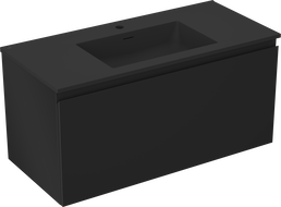 Mexen Orio meuble de salle de bain 100 cm avec lavabo Otis, 1 tiroir, noir mat - 91A10-10047-1-BF71-W18M71