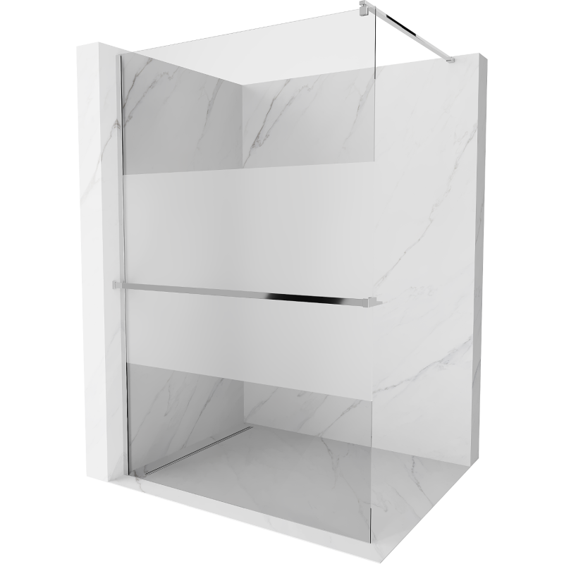 Mexen Kioto+ paroi de douche avec étagère Walk-in 100 x 200 cm, transparent/givre, chrome - 800-100-121-01-35