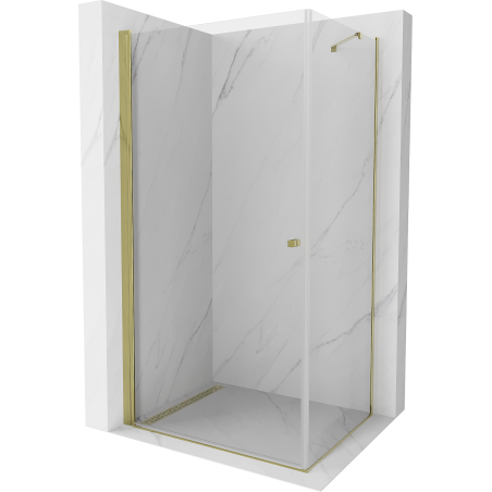 Cabine de douche pivotante Mexen Pretoria 80 x 70 cm, transparente, dorée - 852-080-070-50-00