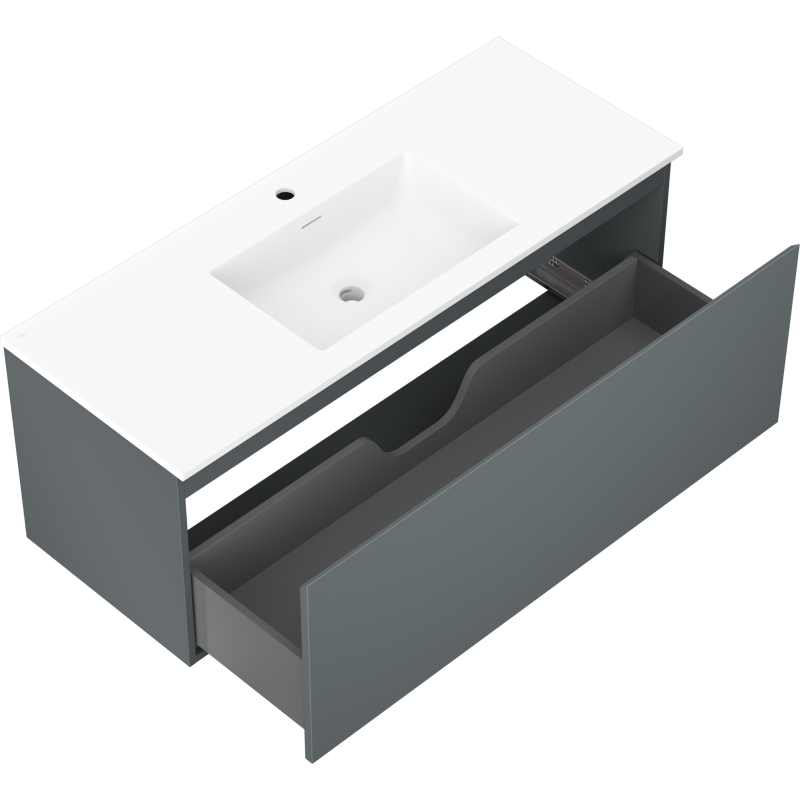 Mexen Orio armoire de salle de bain 120 cm avec lavabo Otis, 1 tiroir, graphite mat/blanc mat - 91A10-12047-1-BF66-W18M01