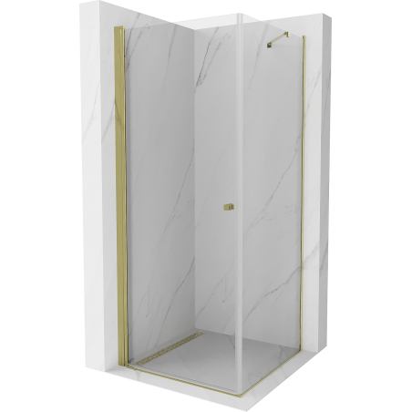 Mexen Pretoria cabine de douche pivotante 80 x 80 cm, transparent, dorée - 852-080-080-50-00