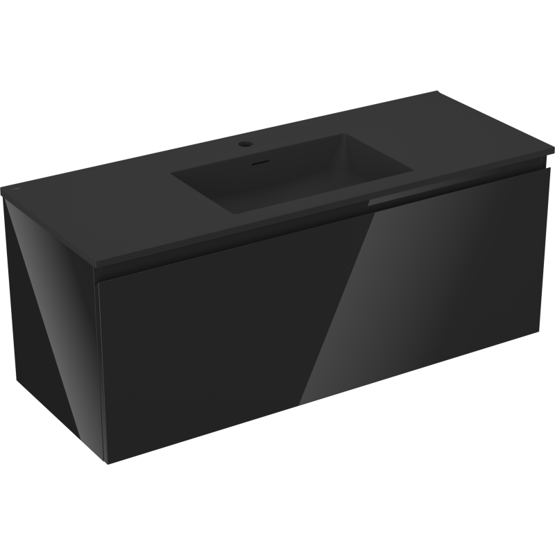 Mexen Orio meuble de salle de bain 120 cm avec lavabo Otis, 1 tiroir, noir brillant/noir mat - 91A10-12047-1-BF70-W18M71