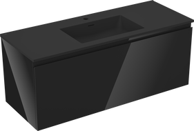 Mexen Orio meuble de salle de bain 120 cm avec lavabo Otis, 1 tiroir, noir brillant/noir mat - 91A10-12047-1-BF70-W18M71
