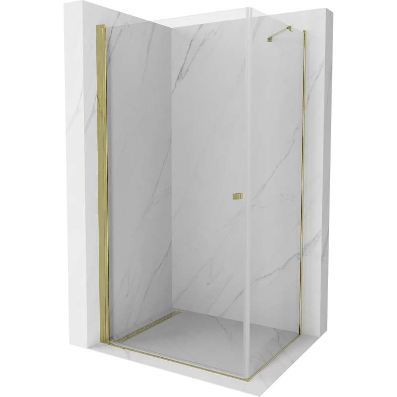 Mexen Pretoria cabine de douche pivotante 80 x 90 cm, transparent, doré - 852-080-090-50-00
