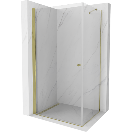 Mexen Pretoria cabine de douche pivotante 80 x 90 cm, transparent, doré - 852-080-090-50-00