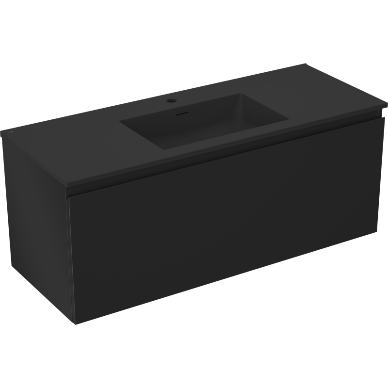 Mexen Orio armoire de salle de bains 120 cm avec lavabo Otis, 1 tiroir, noir mat - 91A10-12047-1-BF71-W18M71