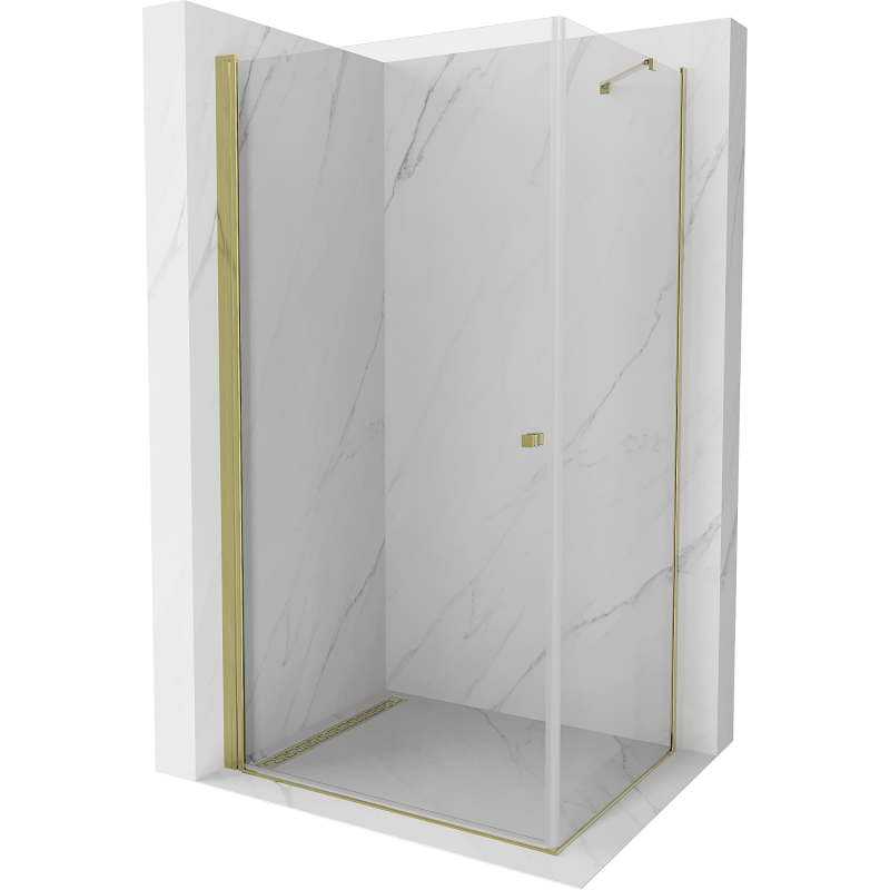 Mexen Pretoria cabine de douche pivotante 90 x 100 cm, transparente, dorée - 852-090-100-50-00