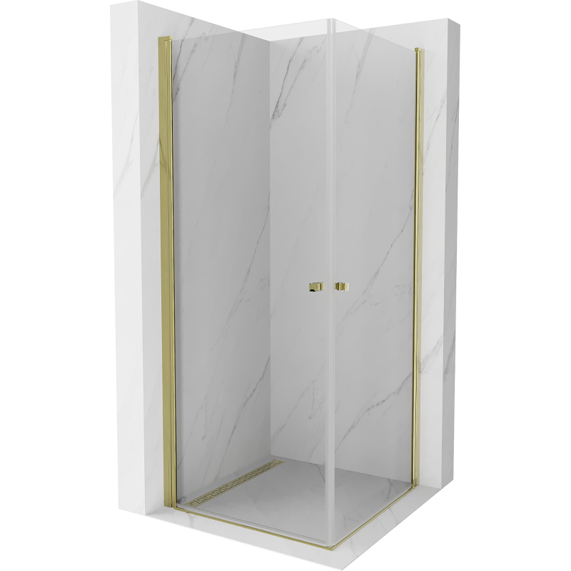 Mexen Pretoria Duo cabine de douche pivotante 70 x 70 cm, transparente, dorée - 852-070-070-50-00-02