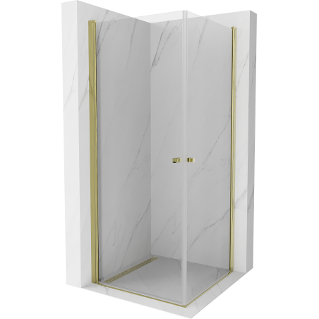 Mexen Pretoria Duo cabine de douche pivotante 70 x 70 cm, transparente, dorée - 852-070-070-50-00-02