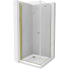 Mexen Pretoria cabine de douche pivotante 70 x 70 cm, transparent, or + receveur plat - 852-070-070-50-00-4010