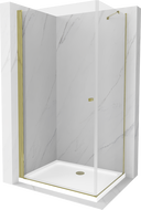 Mexen Pretoria cabine de douche pivotante 70 x 80 cm, transparent, doré + bac Flat - 852-070-080-50-00-4010