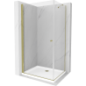 Mexen Pretoria cabine de douche pivotante 70 x 90 cm, transparente, dorée + receveur plat - 852-070-090-50-00-4010