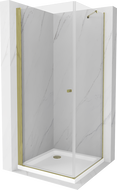 Mexen Pretoria cabine de douche pivotante 80 x 80 cm, transparente, or + receveur plat - 852-080-080-50-00-4010