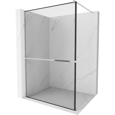 Mexen Kioto+ paroi de douche avec étagère Walk-in 70 x 200 cm, cadre noir, chrome - 800-070-121-01-70