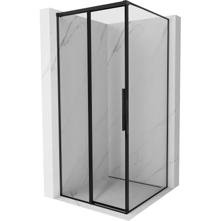Mexen Rox cabine de douche coulissante gauche 90 x 90 cm, cadre noir, noir - 8C2-090-090-70-70-L
