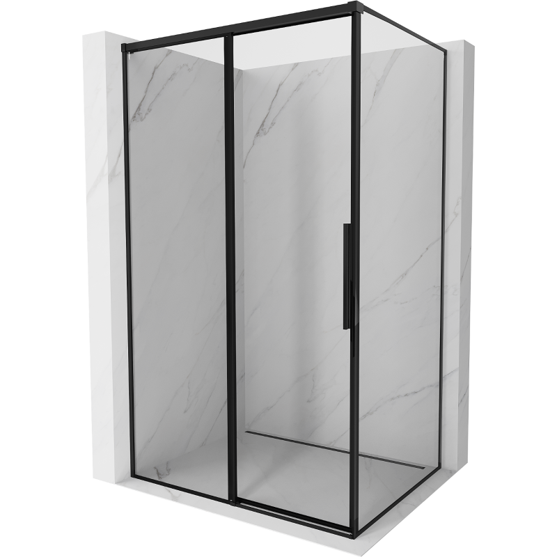 Mexen Rox cabine de douche coulissante gauche 155 x 90 cm, cadre noir, noir - 8C2-155-090-70-70-L