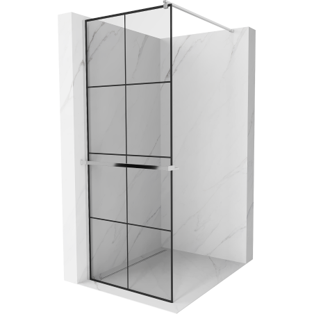 Mexen Kioto+ paroi de douche avec étagère Walk-in 70 x 200 cm, grille noire, chrome - 800-070-121-01-77