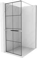 Mexen Kioto+ paroi de douche avec étagère Walk-in 80 x 200 cm, grille noire, chrome - 800-080-121-01-77