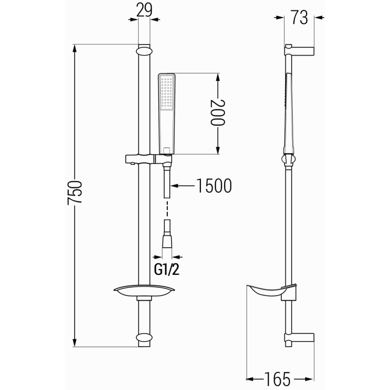 Mexen DB72 ensemble de douche coulissant, chromé - 785724584-00