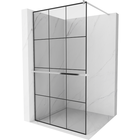 Mexen Kioto+ panneau de douche avec étagère Walk-in 100 x 200 cm, grille noire, chrome - 800-100-121-01-77