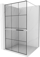 Mexen Kioto+ paroi de douche avec étagère Walk-in 110 x 200 cm, grille noire, chrome - 800-110-121-01-77